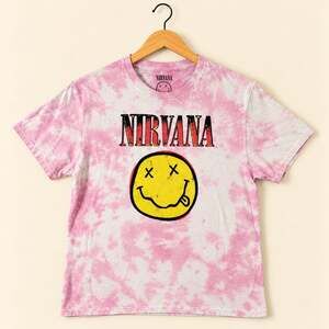 Nirvana Graphic Tee XL | Pink Tie-Dye Grunge Band T-Shirt Y2K